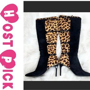 Ralph Lauren Vallerie Kid Suede & Calf Hair Boots